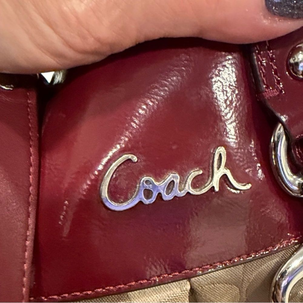 Coach Beige and Burgundy Shoulder Bag - Picture 9 of 10